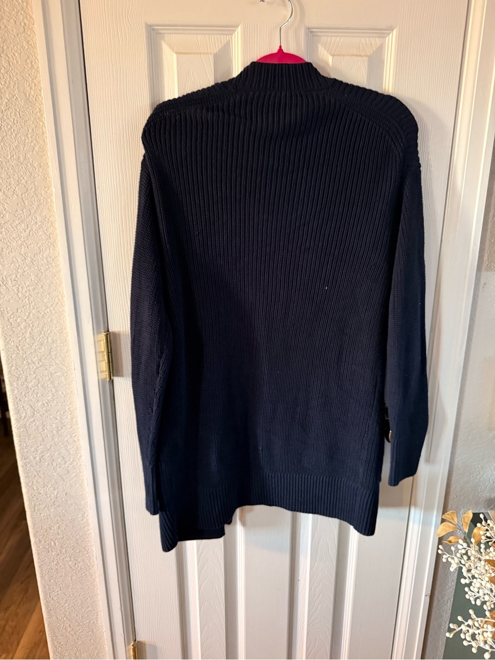 Classic Navy Open-Front Ribbed Cardigan - Picture 5 of 5